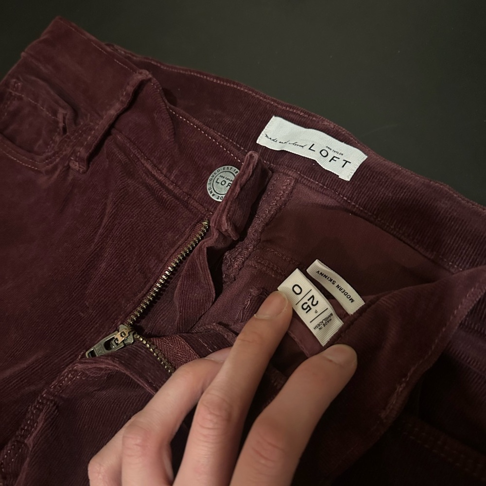 LOFT Burgundy Corduroy Trousers